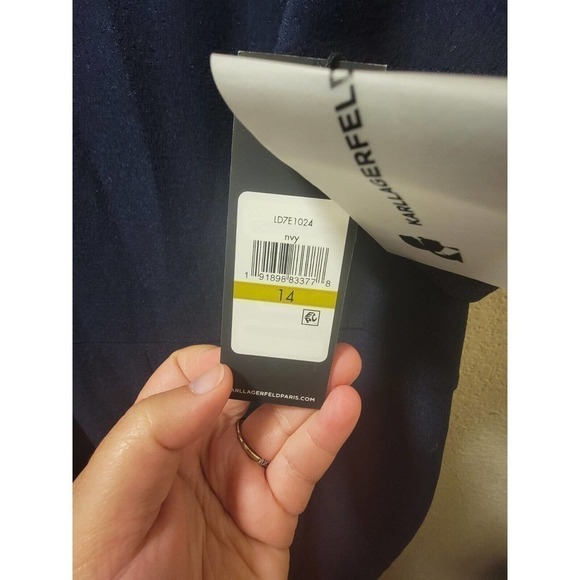 NWT KARL LAGERFELD Cold Shoulder Jumpsuit Navy Blue Size 14 - Picture 5 of 8